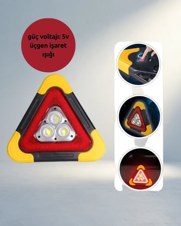Üçgen Tasarımlı Taşınabilir Led Acil Işık 3 Modlu