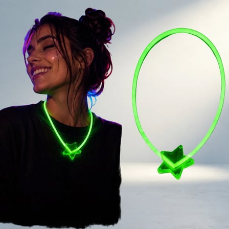 Neon Işıklı Parti Kolyesi Yeşil Renk Eğlenceli Tasarım