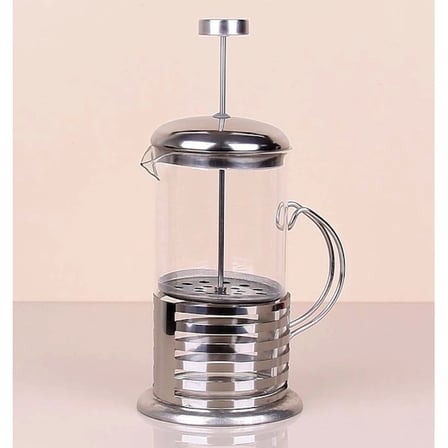 Kahve Ve Bitki Çayı İçin 350 Ml Cam French Press Paslanmaz Çelik Gövdeli