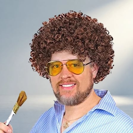 Kahverengi Bob Ross Peruk Yetişkinler Için Eğlenceli Tasarım
