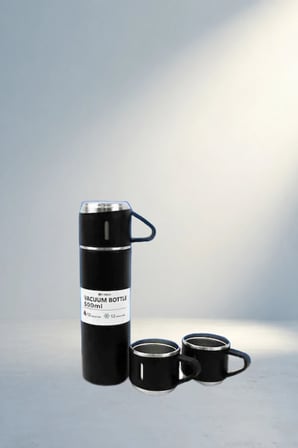 Siyah Paslanmaz Çelik Termos Seti 3'Lü 500 Ml Seyahat İçin