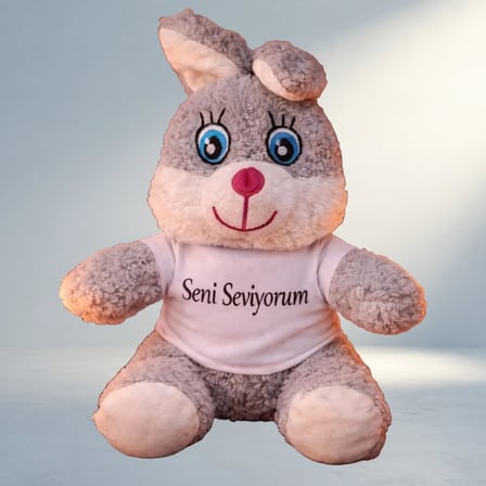 Şık Tişörtlü Peluş Tavşan Hediye Seçeneği
