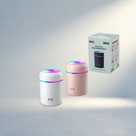 Mini Usb Şarjlı Işıklı Hava Nemlendirici 300Ml Buhar Makinesi