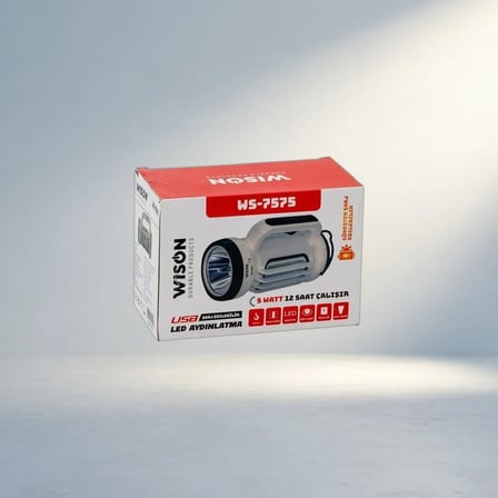 Şarjlı Solarlı El Feneri 5W Led Aydınlatma Modeli
