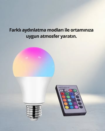 Dekoratif Rgb Led Ampul 16 Renk E27 Duy Uyumlu