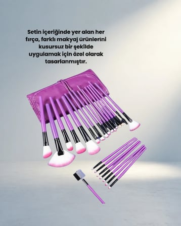 Fiber Kıllı Ergonomik Saplı 12'Li Makyaj Fırça Takımı