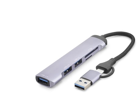 Gri Usb Type-C 3.0 Hub Kart Okuyucu 5 Port 5 Gbps