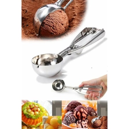 Ergonomik Çelik Dondurma Servis Kaşığı Yuvarlak Top Şekillendirici