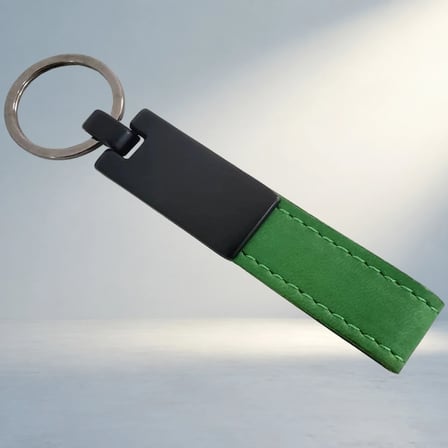 Şık Yeşil Deri Metal Anahtarlık Tasarımı