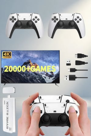 Klasik 4K Hd Oyun Konsolu 2000 Oyunlu Çift Kontrolcü