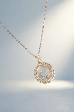 Gold Renk Zirkon Taş Detaylı Fanus Kolye