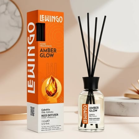 Amber Ve Vanilya Esintili 110 Ml Cam Şişe Bambu Çubuklu Oda Kokusu