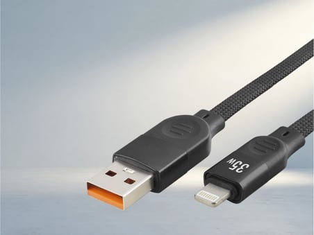 Örgülü Siyah Usb Lightning Şarj Kablosu