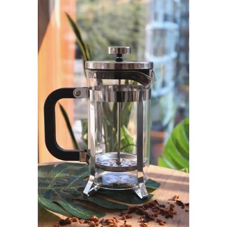 350 Ml Borosilikat Cam Kahve Ve Bitki Çayı Demliği Çelik Filtreli French Press