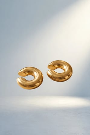Gold Renk Çiftli Earcuff Küpe Şık Tasarım