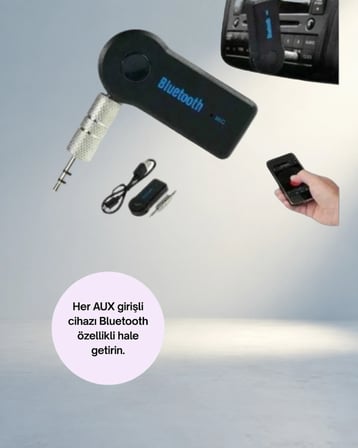 Bluetooth Aux Araç Kiti Kablosuz Bağlantı Ile 10 Metre Mesafe
