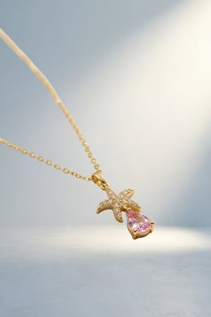 Gold Renk Yıldız Damla Taşlı Çelik Cm
