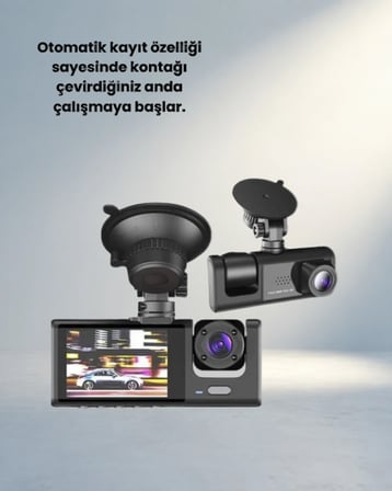 Full Hd Üç Kameralı Araç Kamerası 32 Gb Micro Sd Desteği