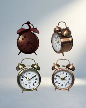 Retro Tasarımlı Bronz Metal Masa Saati 17 Cm Yüksek Sesli Alarm