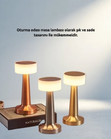 Kablosuz Masa Lambası Usb Ile 3 Parlaklık Seçeneği Minimalist Tasarım