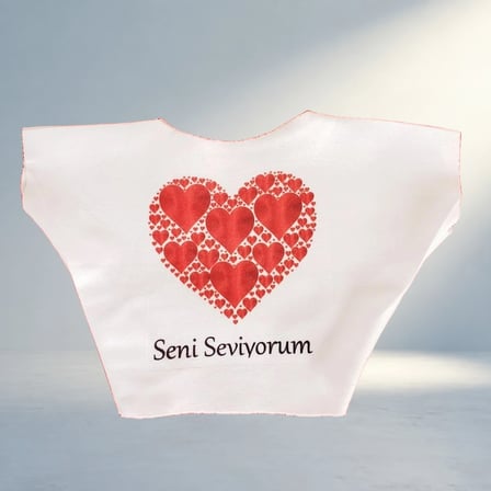 Sevimli Kalp Desenli Peluş Tişört Hediye Seti