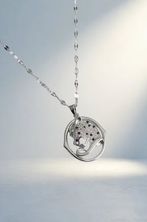 Zirkon Taşlı Jaguar Kolye Şık Tasarım Gümüş Renk