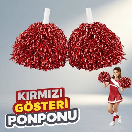 Enerjik Kırmızı Gösteri Ponponları Okul Etkinlikleri Için