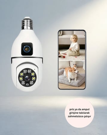 Panoramik Wifi Güvenlik Kamerası 360 Derece Full Hd Ev İçin