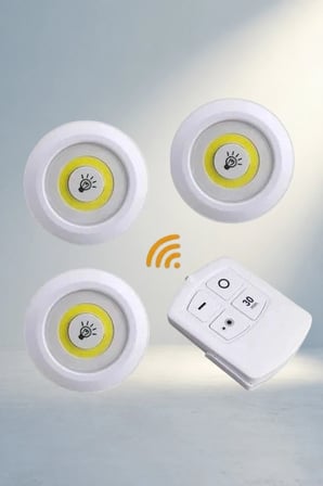 Uzaktan Kumandalı 3'Lü Yapışkanlı Led Lamba Seti
