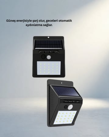 Şık Solar Enerjili 20 Led Duvar Lambası Ile Güvenli