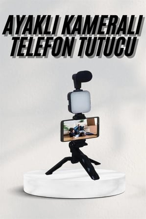 Kumandalı Telefon Tutucu Led Işıklı 1 Adet Vlog Seti