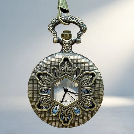 Motifli Köstekli Cep Saati (Yaprak Model)