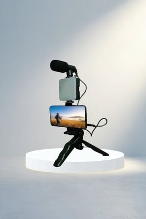 Kumandalı Mikrofonlu Tripod Telefon Tutucu Led Işık Seti