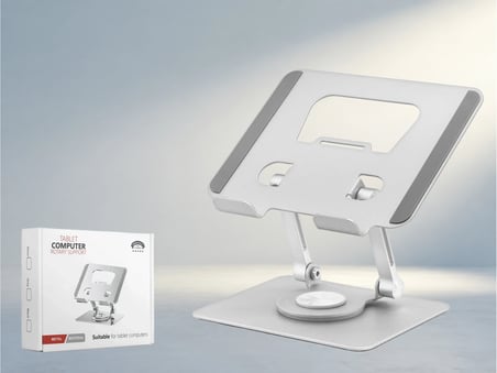 Kompakt Dönebilen Tablet Ve Laptop Standı Gümüş Renk