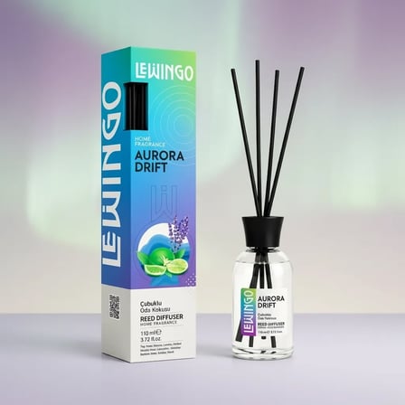 Lavanta Yasemin Esintili 110 Ml Cam Şişe Bambu Çubuklu Ortam Kokusu Aurora Drift