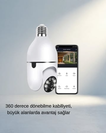 Akıllı Duylu Kamera 360 Derece Dönebilen Uzaktan Kontrol