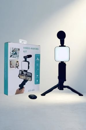 Pratik Video Çekim Kiti Mini Tripod Led Işık Mikrofon