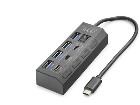 Anahtarlı 7 Port Type-C Hub 5 Gbps Siyah