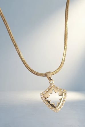 Zirkon Taşlı Gold Renk İtalyan Zincir Kadın Kolye