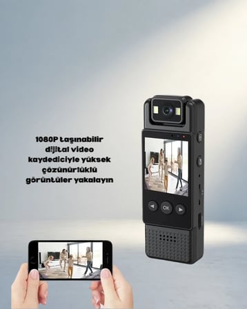 Taşınabilir Mini Kamera 1080P Full Hd 180° Döner Lens