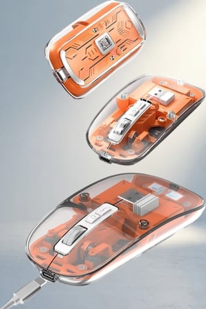 Ergonomik Bluetooth Kablosuz Mouse 2.4Ghz Şeffaf Tasarım