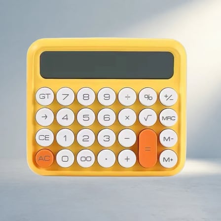 Minimal Sarı Hesap Makinesi Ergonomik Tasarım Ile