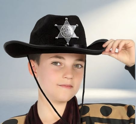 Eğlenceli Çocuk Kovboy Şapkası Siyah Renkli Parti Aksesuarı