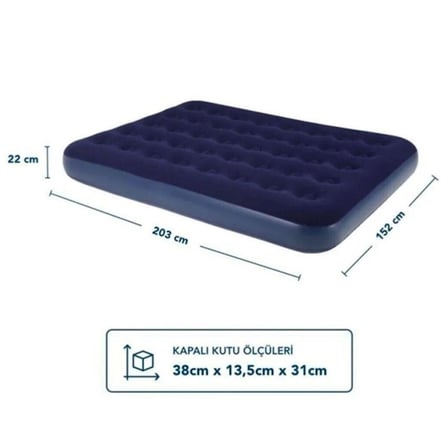 Kamp Ve Misafir Kullanımı İçin Çift Kişilik Şişme Yatak 203X152X22 Cm Pvc