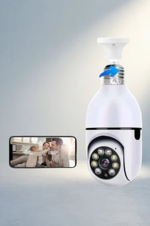 Ampule Takılabilir Sensörlü Wifi Güvenlik Kamerası Çift Kameralı