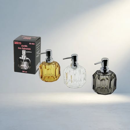 Şeffaf Renkli Akrilik Sıvı Sabunluk Prizma Tasarımlı 180Ml