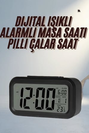 Şık Dijital Masa Saati 4,3X15,1 Cm Termometreli