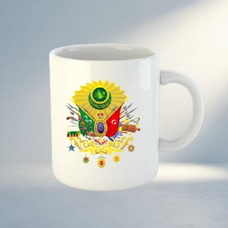 Şık Osmanlı Armalı Seramik Kupa Bardak