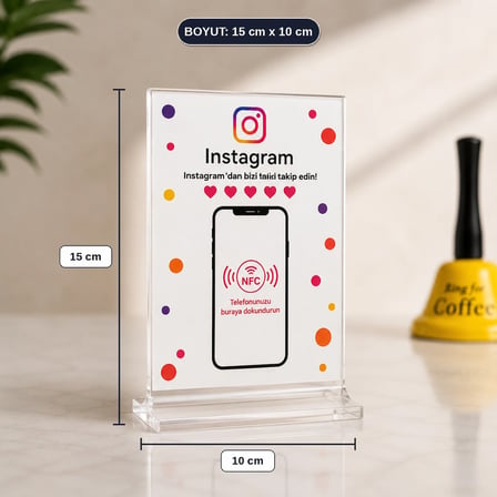Nfc Akıllı Instagram Takip Kartı Pleksi Masaüstü Standı
