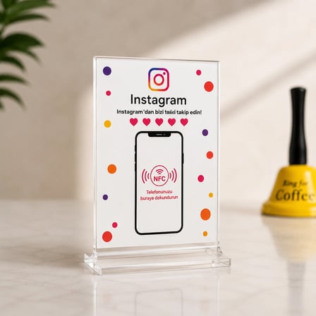 Nfc Akıllı Instagram Takip Kartı Pleksi Masaüstü Standı
